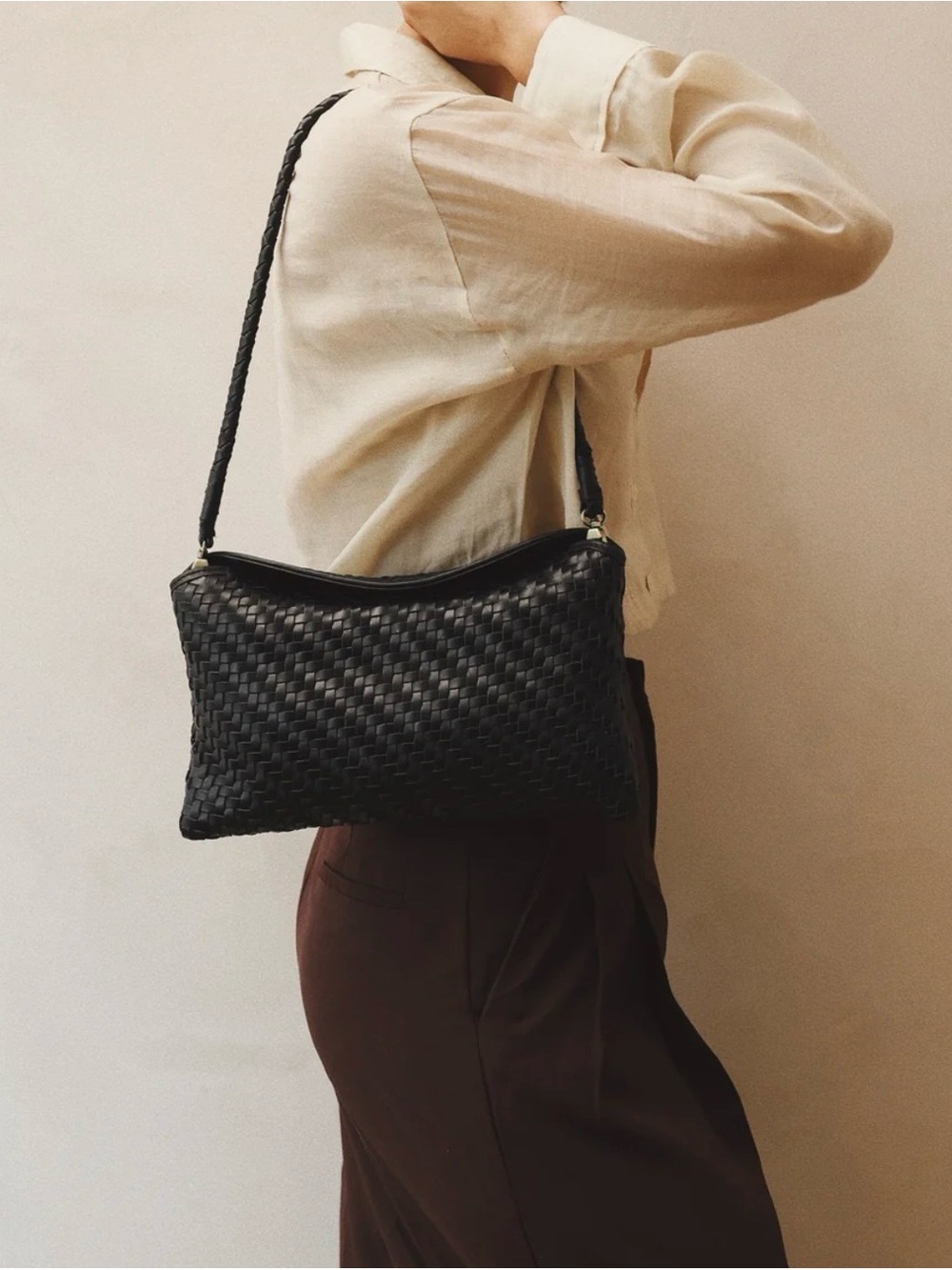 Bembien Roux Clutch - Black Woven Leather